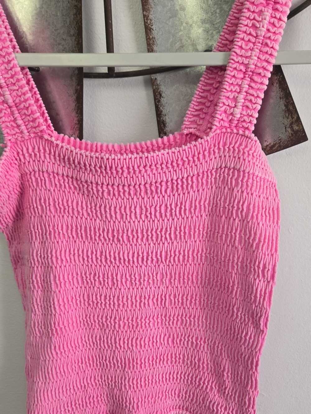 Zenana Outfitters Bright Pink Smocked Tank